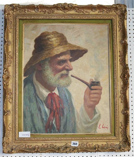 Oil portrait - man & pipe(-)